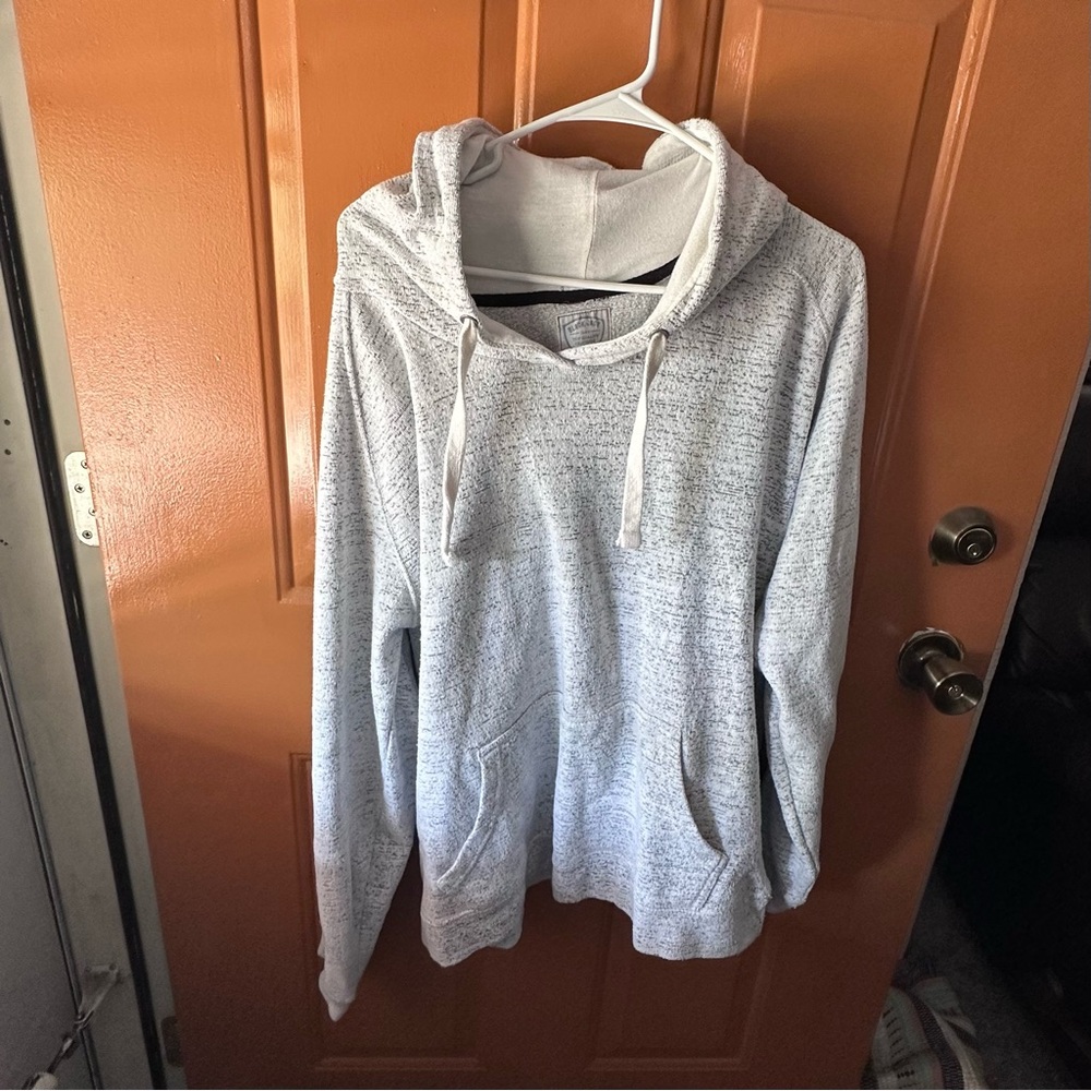 Gray Heathered Sweatshirt with Hood and Drawstrings